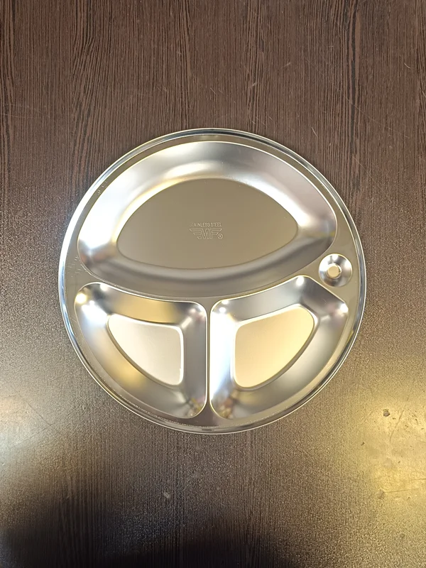 ظرف سلف استیل گرد سه خانه قطر 30