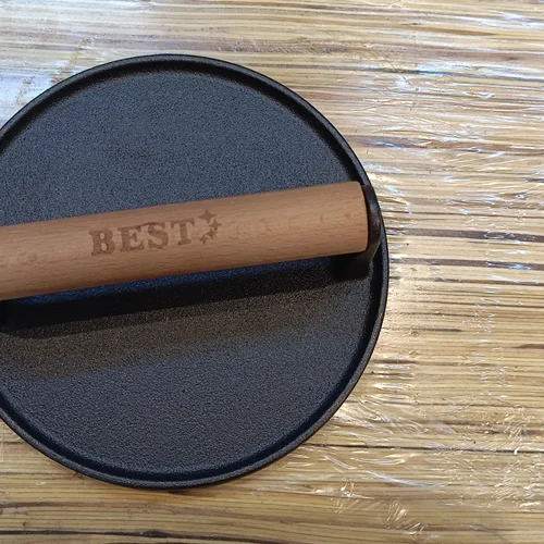 پرس برگر و گریل (اسمش برگر) گرد دسته چوبی بست - BEST